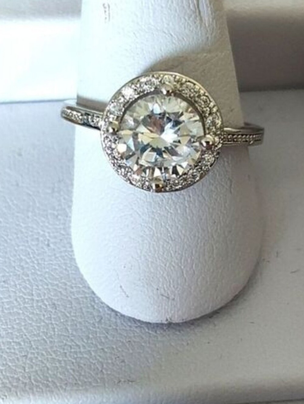 STERLING SILVER PLATED CZ Halo Engagement Ring Size 8